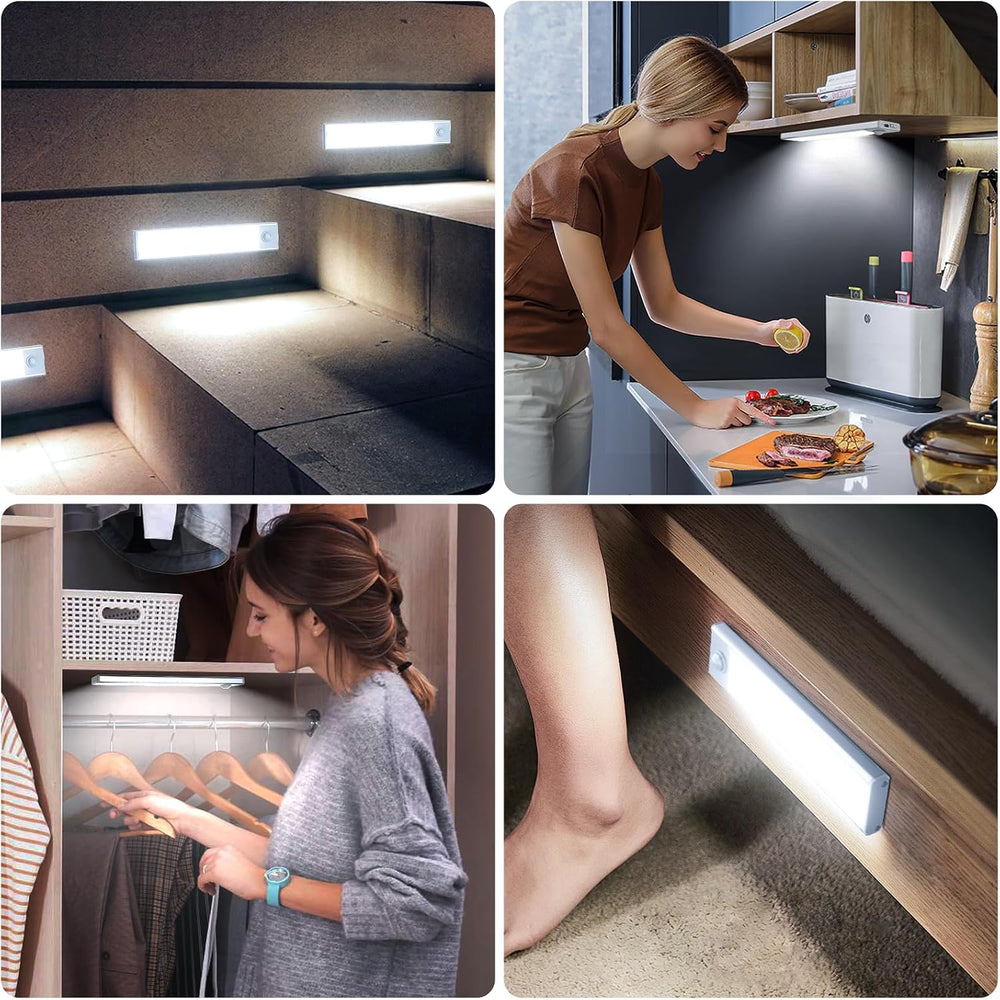 6 Pack Under Cabinet Lighting, 32 LED Motion Sensor Light Indoor Rechargeable...