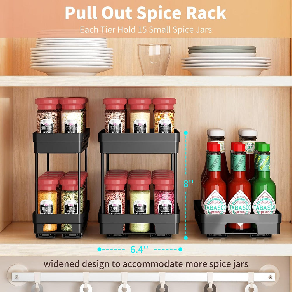 Pull Out Spice Rack Organizer for Cabinet, 2 Pack Widen Slide Out Spice Racks...