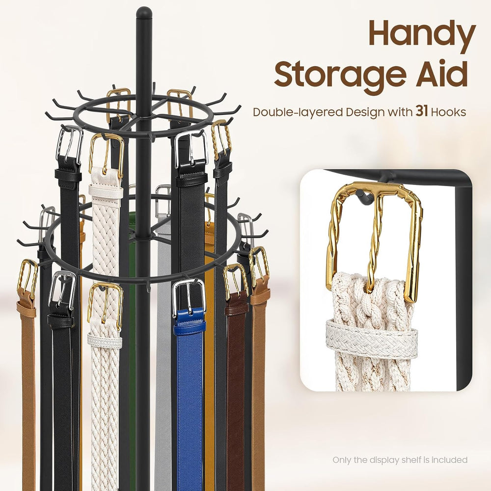 66In Floor Standing Belt Display Stand, Double-Layered Design Belt Hanger wit...