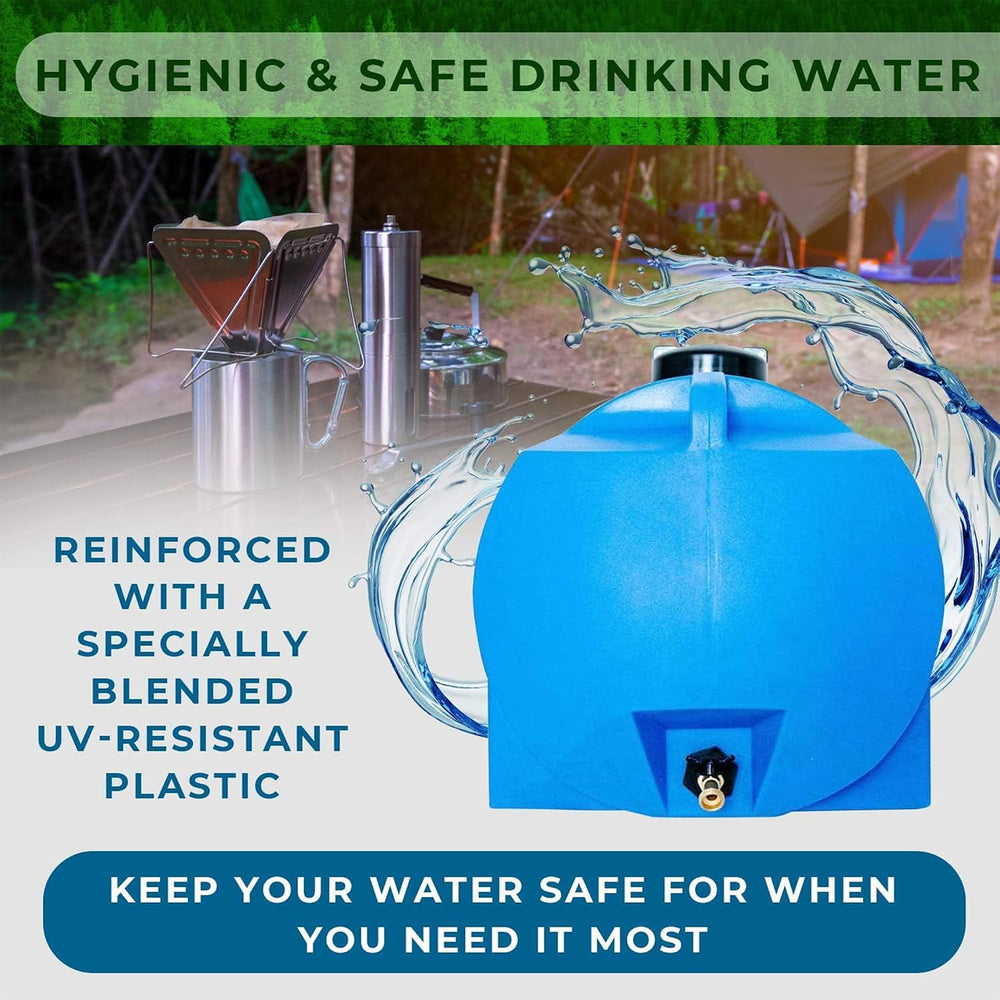 WaterPrepared 35 Gallon Portable Utility Water Tank, Blue