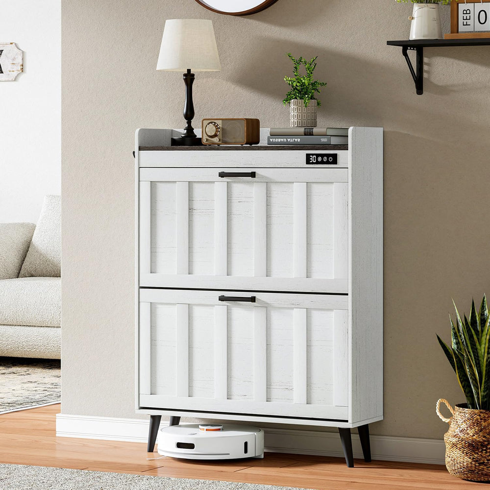 ChooChoo Shoe Storage Cabinet with 2 Flip Drawers for Entryway