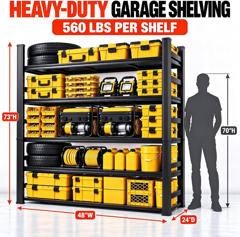 Garage Shelving Heavy Duty 73"H x 48"W x 24"D Storage Shelves ...