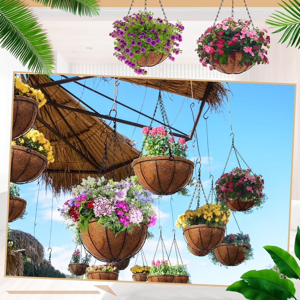 1 Pack Metal Hanging Planter Basket, Coconut Coir Liner, 14 Inch