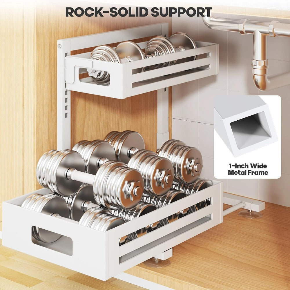 2 Pack Under Sink Organizer,Pull Out Cabinet Organizer With Smooth Cylindrica...