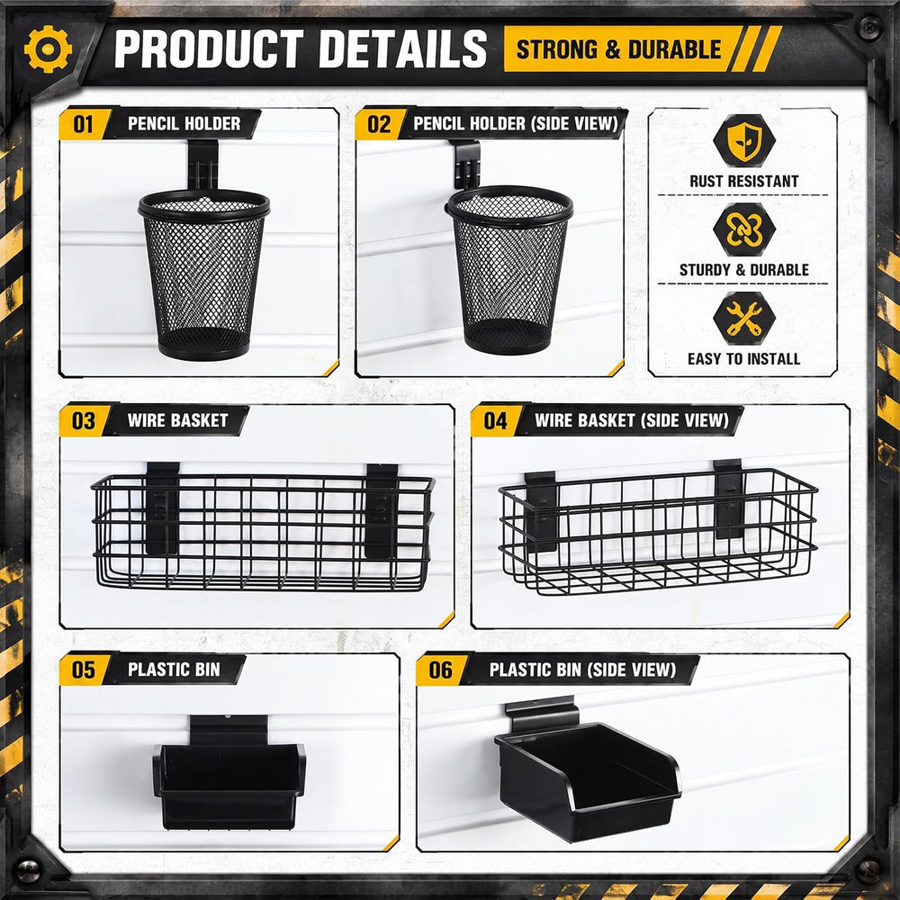 Wesiti 12 Pack Slatwall Accessories Set Metal Pegboard Hanging Storage