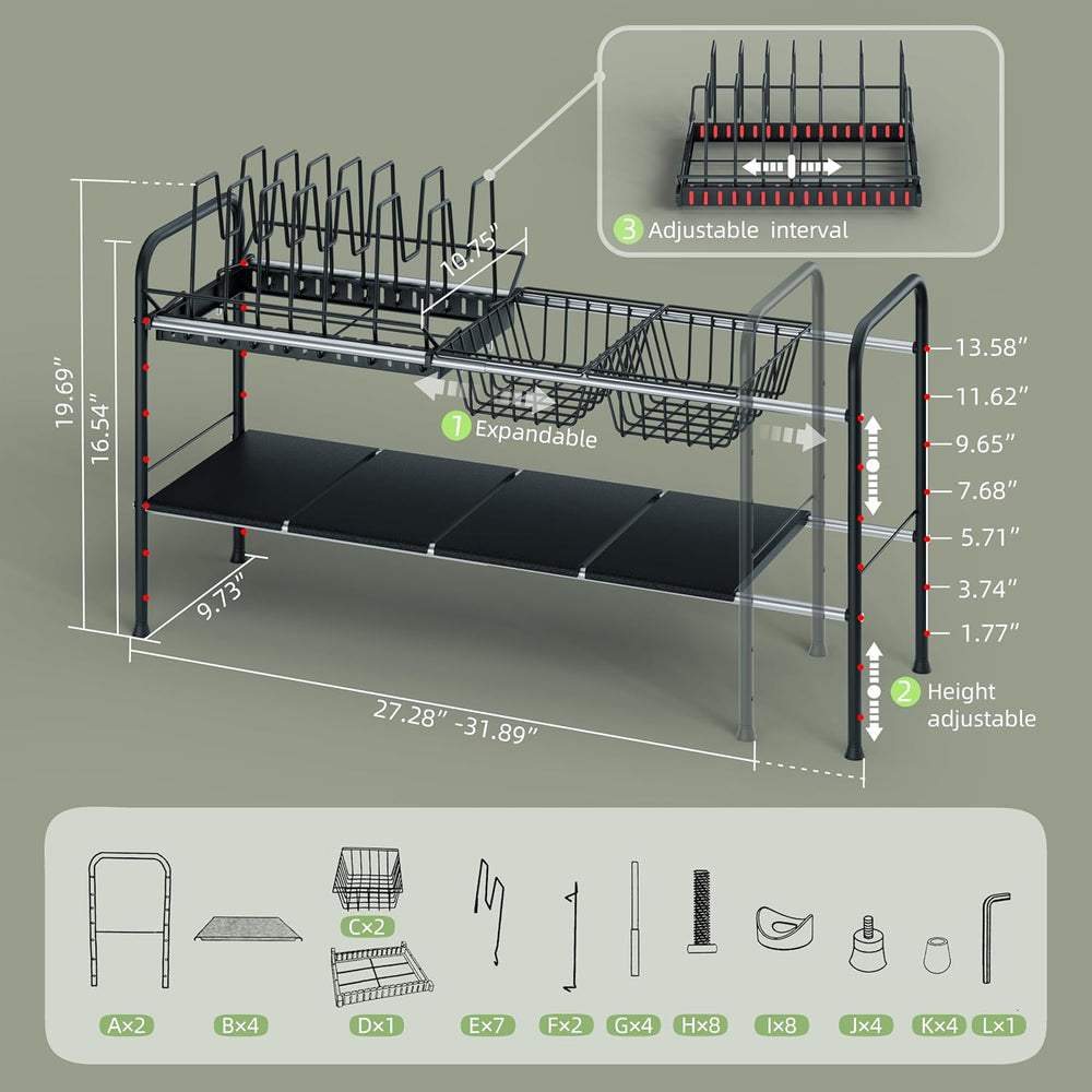 NETEL Expandable Under Sink Organizer，Pot and pan Organizer Under Cabinet