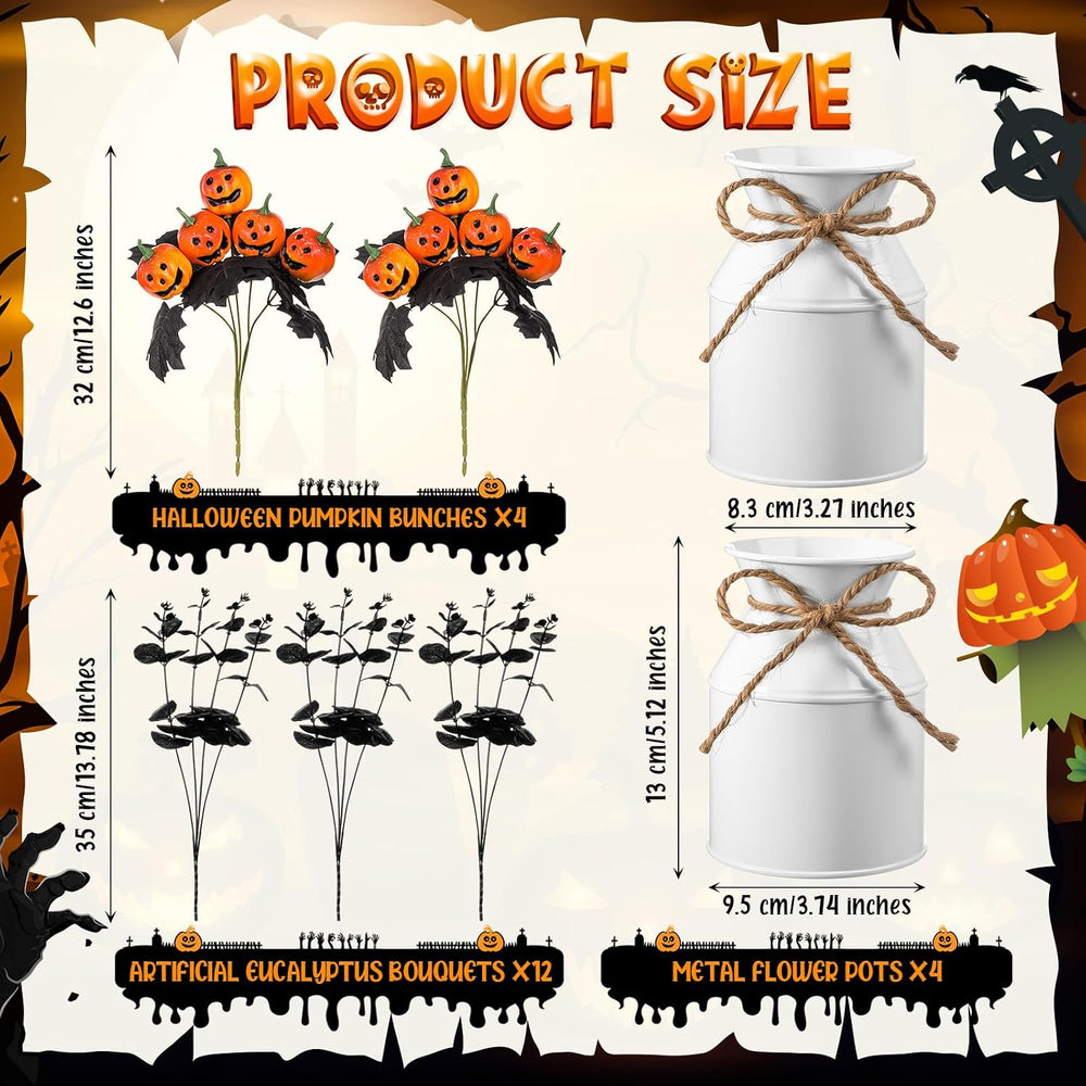 Thiccywoov 4 Sets Halloween Table Centerpiece Decorations Artificial Black Pu...