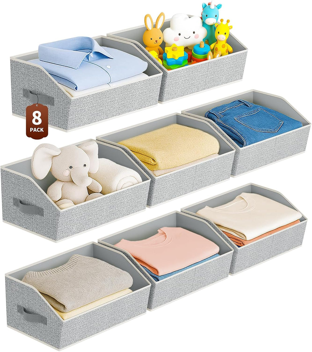 Homsorout Large Closet Organizers and Storage Bins - 8 Pack Trapezoid Storage...