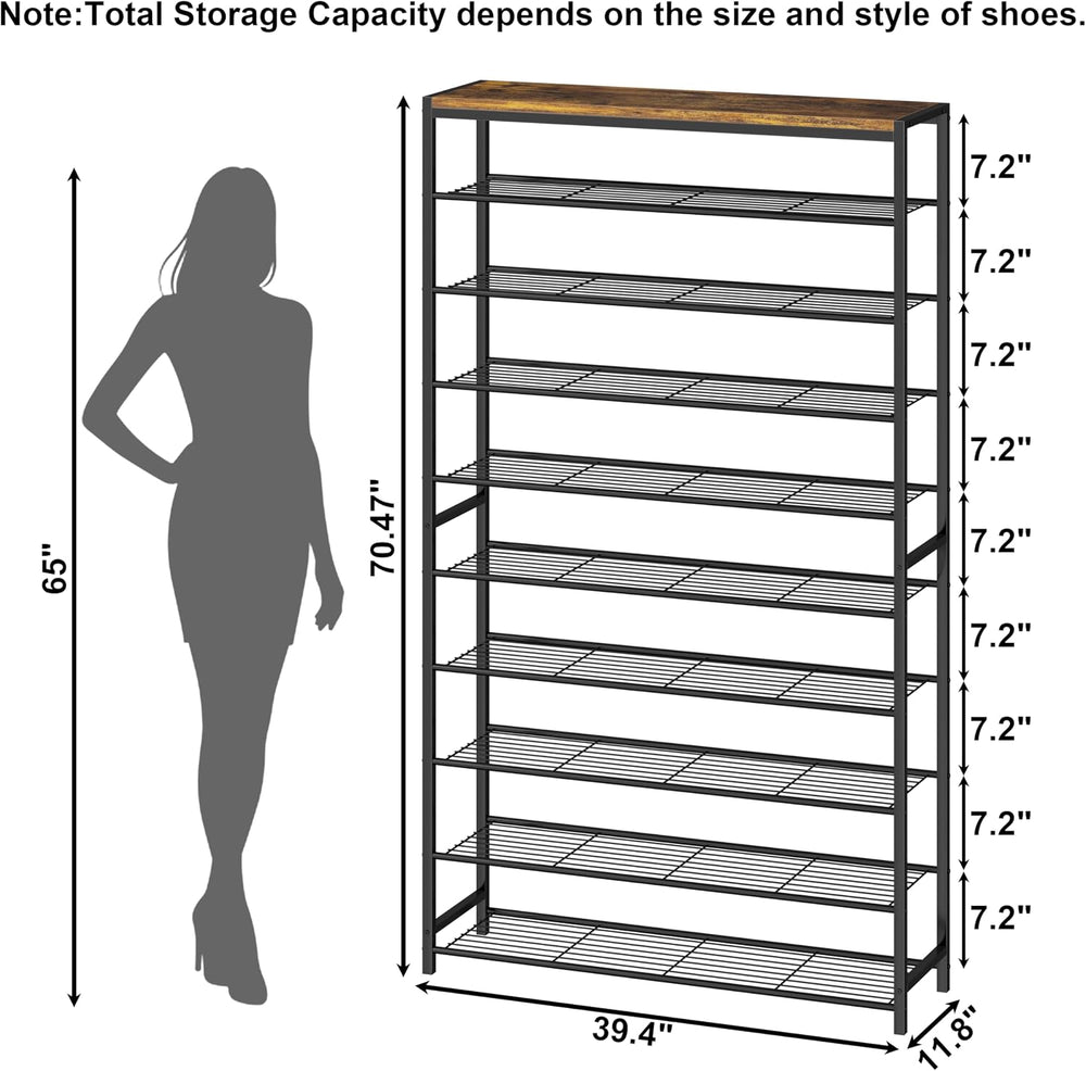 HOMEFORT 10 Tiers Shoe Rack Organizer,39.4" Shoe Storage Shelf for Close...
