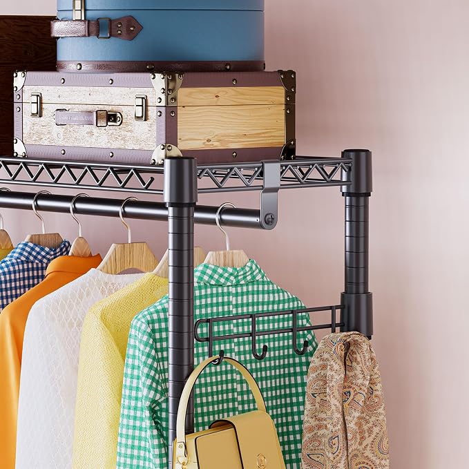 IZEUK 3 Tier Heavy Duty Rolling Garment Rack Wire Clothes Rack