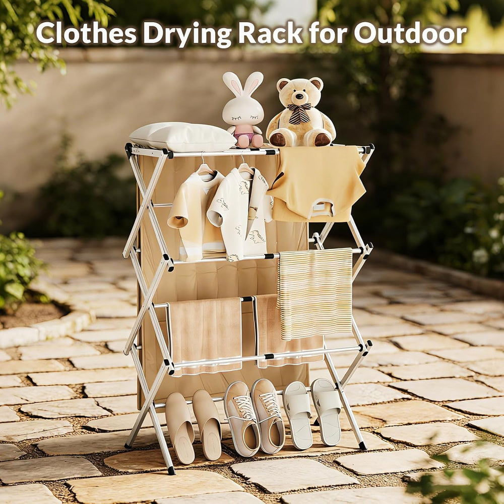 Clothes Drying Rack Collapsible,Heavy Duty Foldable Laundry Rack for Drying C...