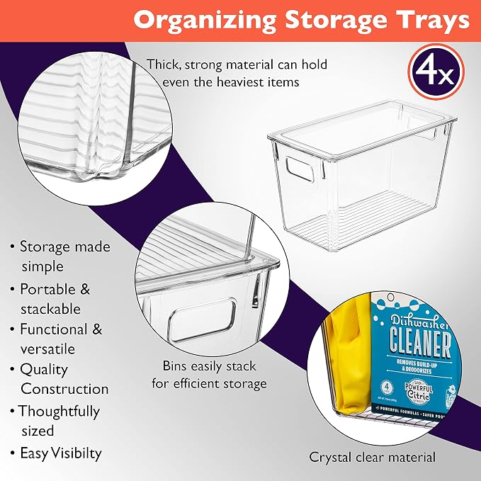 ClearSpace Modern Plastic Storage Bins (4 Pack)