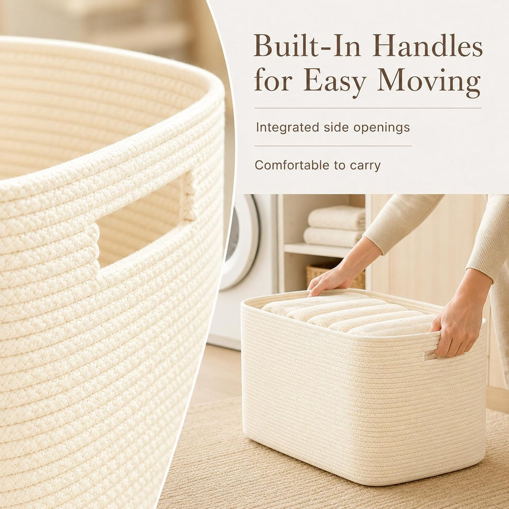 25.4GAL Collapsible Cotton Rope Extra Large Storage Basket For Bedroom Closet...