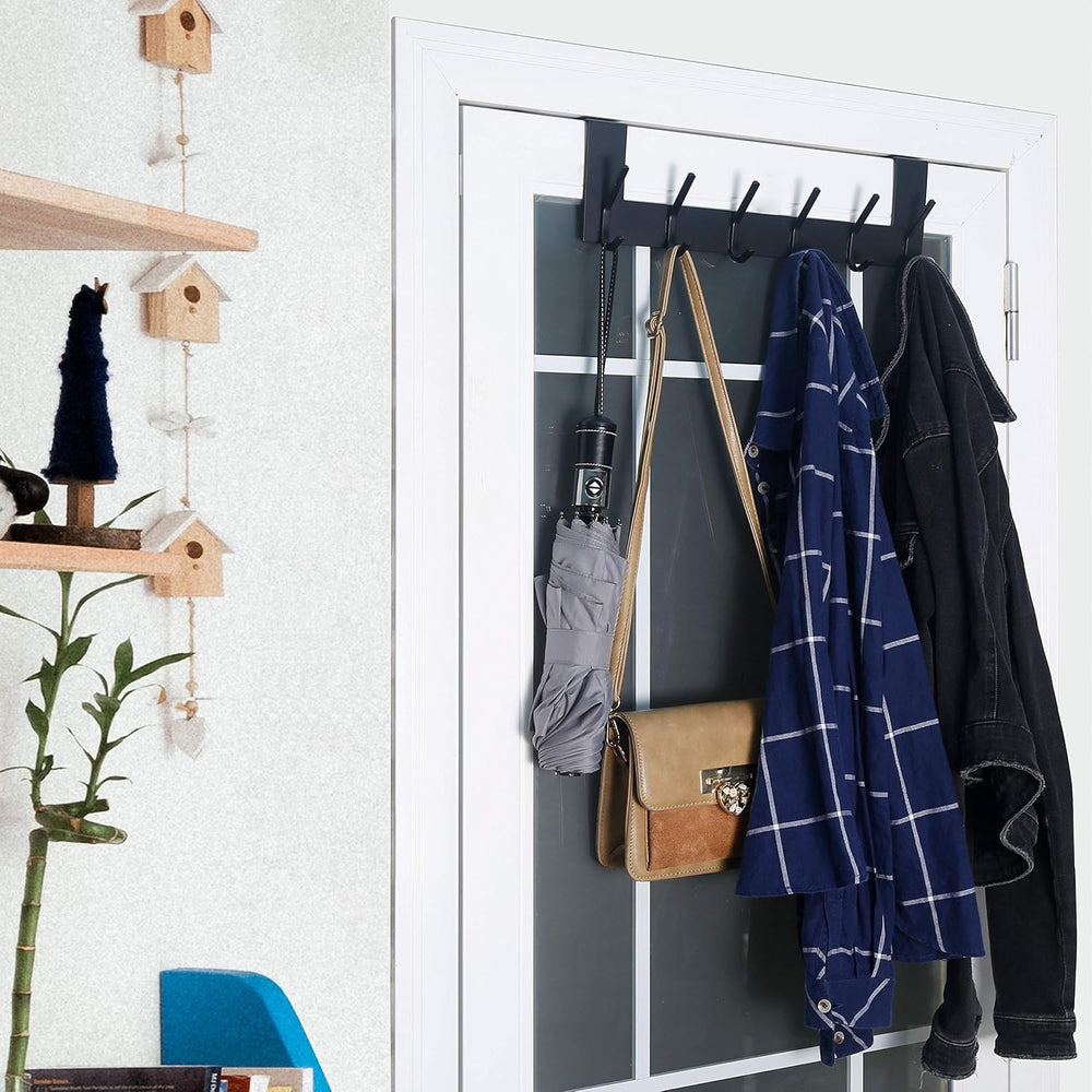 WEBI Over The Door Hook Door Hanger:Over The Door Towel Rack with 6 Coat Hook...