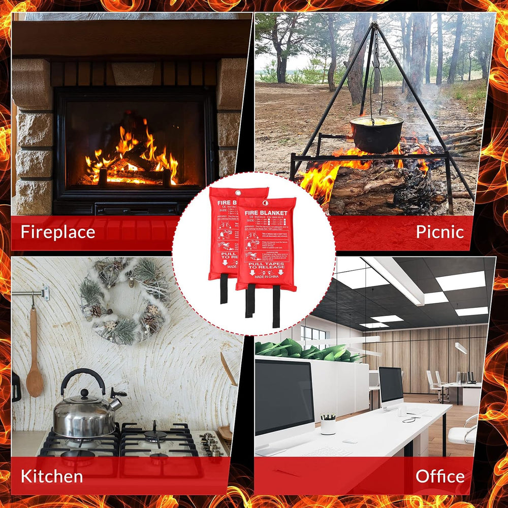 Jerify 8 Pack Fire Blanket for Home Emergency Fire Blanket 47 x 47 Inch Kitch...