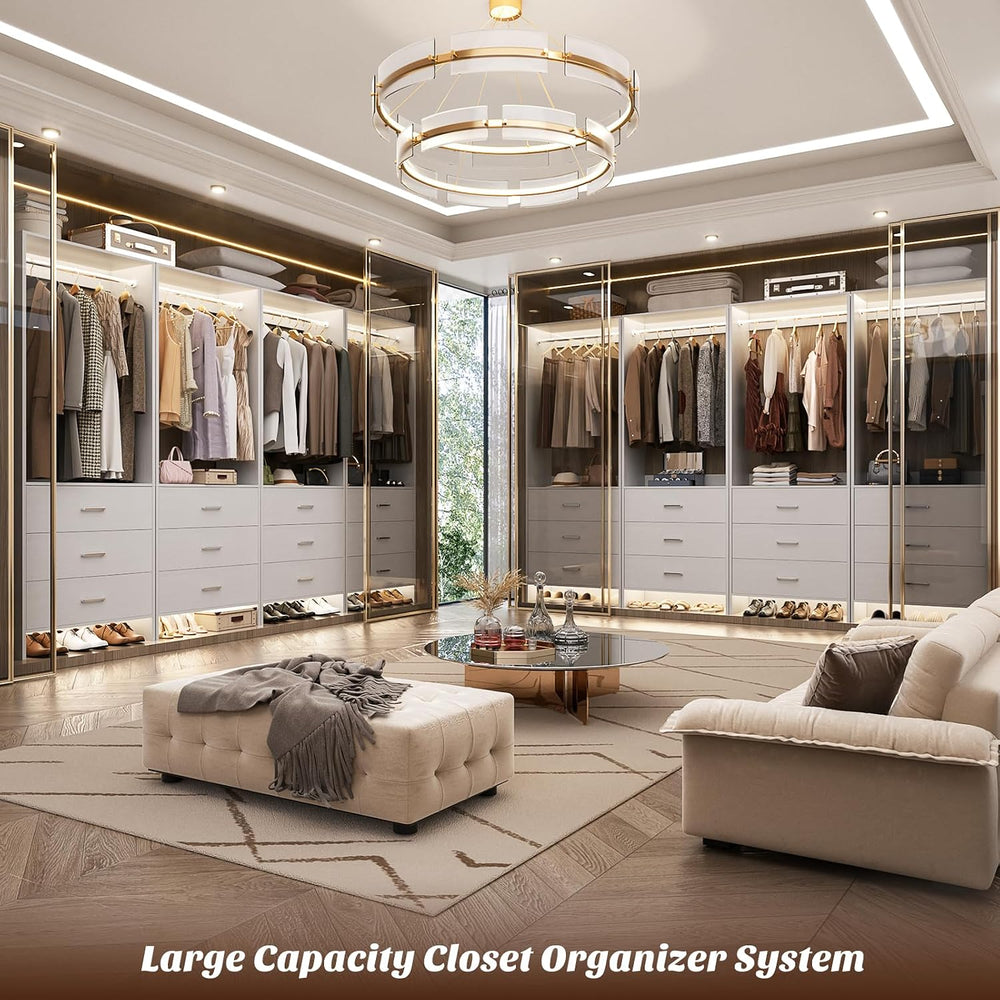 Aheaplus Closet System Closet Organizer, 7.2FT Closets, Set of 4，White