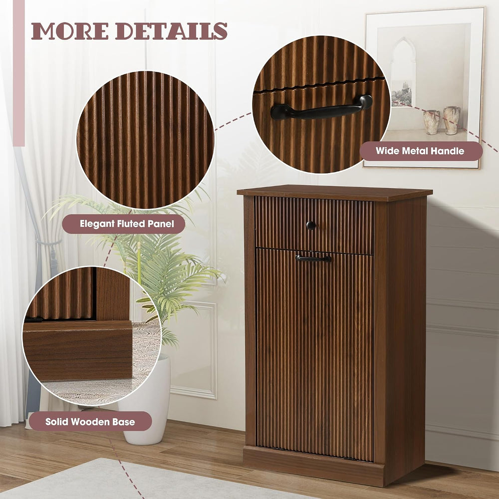 36" H Tilt Out Laundry Hamper Cabinet, Modern Fluted Trash Can Cabinets ...
