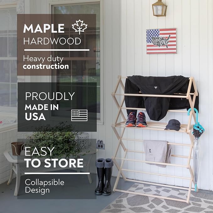 Pennsylvania Woodworks Clothes Drying Rack: Solid Maple Hard Wood Laundry Rack