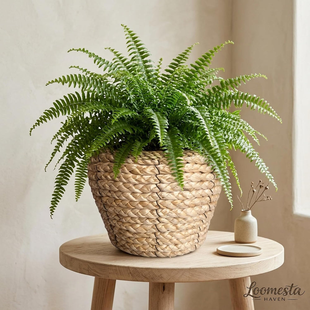 6 Inch Seagrass Planter Basket, Handwoven with Metal Frame & Liner