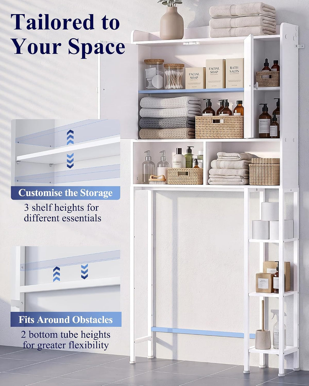 Kitsure Over Toilet Storage Cabinet, 66.9" H Multi-Compartment