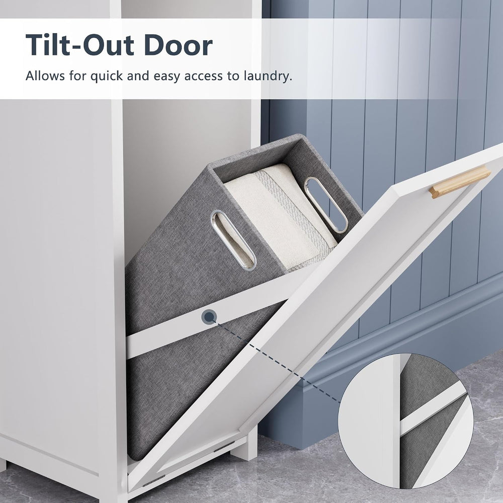 VECELO Tall Bathroom Cabinet with Removable Laundry Hamper, Tilt Out Laundry ...