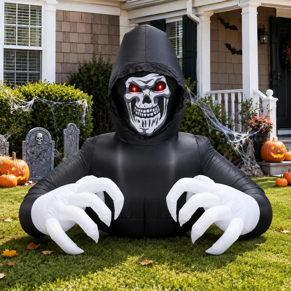 Buheco Inflatable Halloween Decorations Outside Grim Reaper 6FT Giant Scary B...