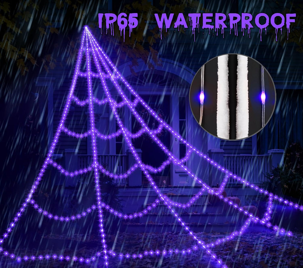 Halloween Decorations Outdoor 616 LED Halloween Spider Web Decoration