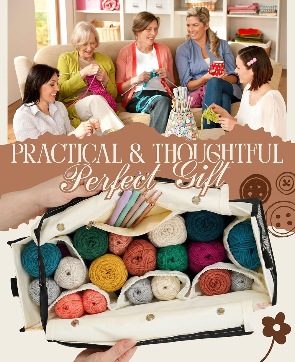 INNObeta Yarn Bag for Women, Crochet Knitting Storage Bag-Cat