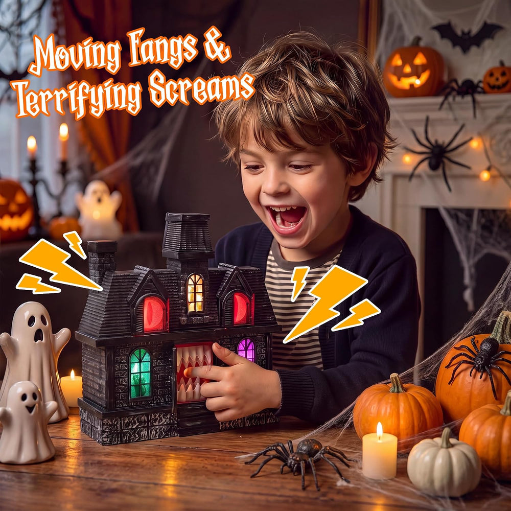 Halloween 14" Projection Haunted House, Animated Snapping, Colorful Lights