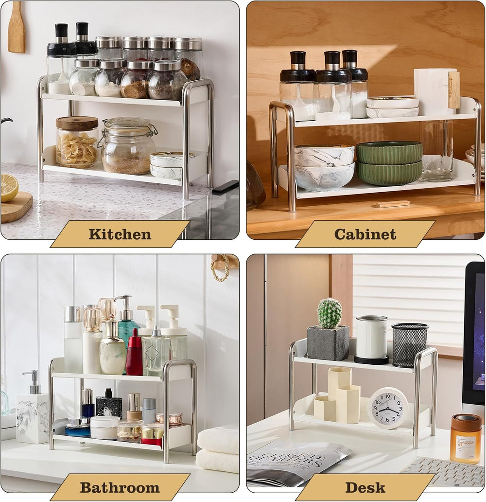MOZIMABOX Cabinet Organizer Shelf, 2 Tier Kitchen Spice Rack Countertop Shelf...