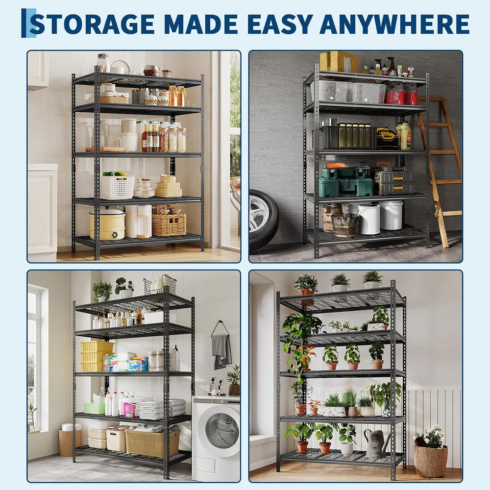 Garvee 5 Tier Metal Storage Shelving Unit 36" W Adjustable Garage Shelving
