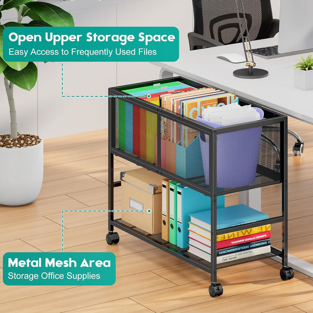 Rolling File Cart with Wheels, Open File Cabinet for Letter Size