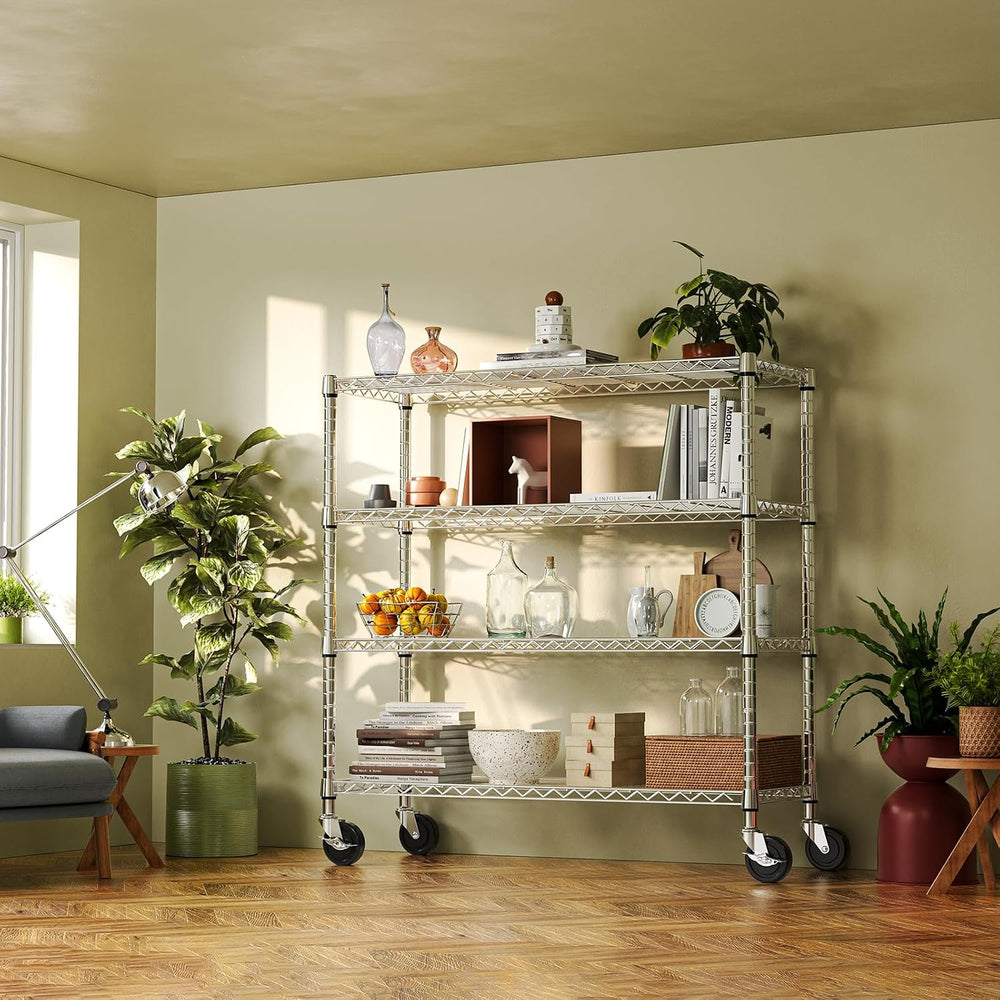 4-Tier Heavy Duty Metal Wire Shelving Unit, Adjustable Storage Rack Organizer...