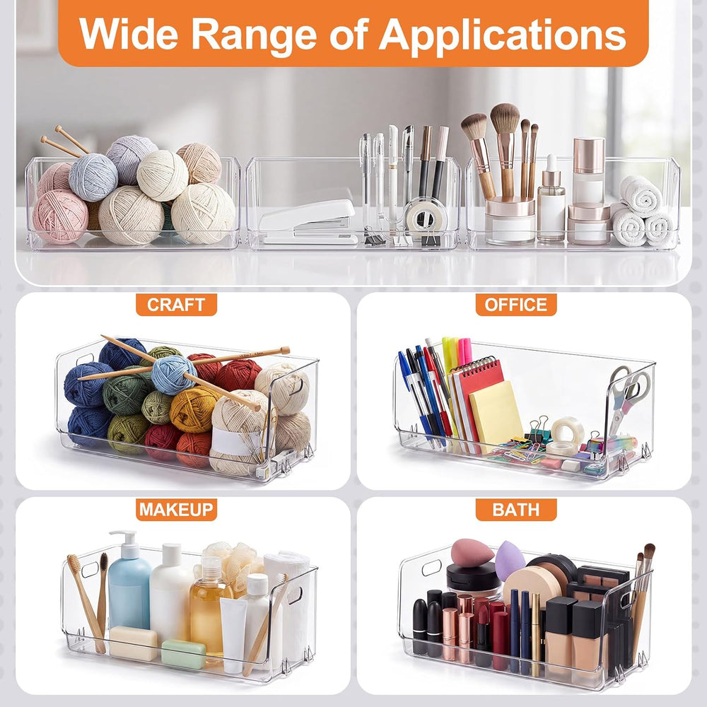 3 Pcs Stackable Storage Bins Open Front Clear Pantry Organizer