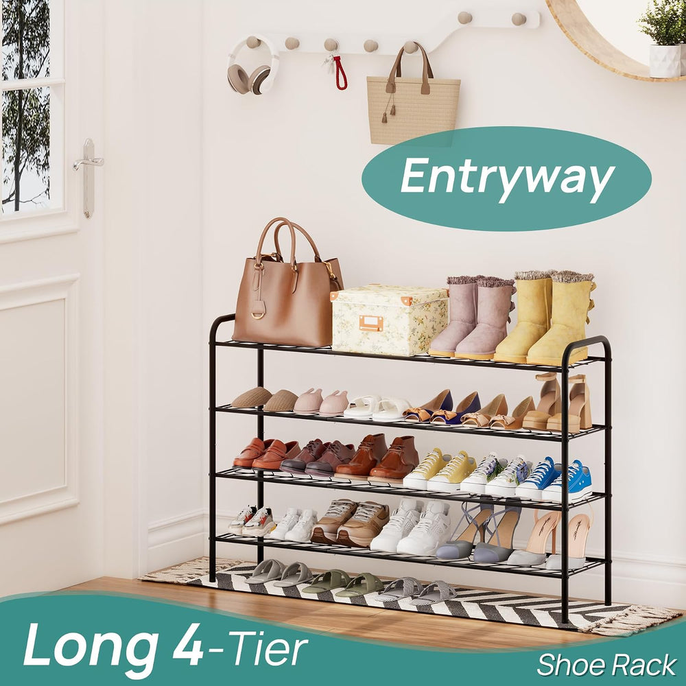 viewcare Long Shoe Rack for Closet, 4-Tier Extra Long Shoe Rack for Entryway ...
