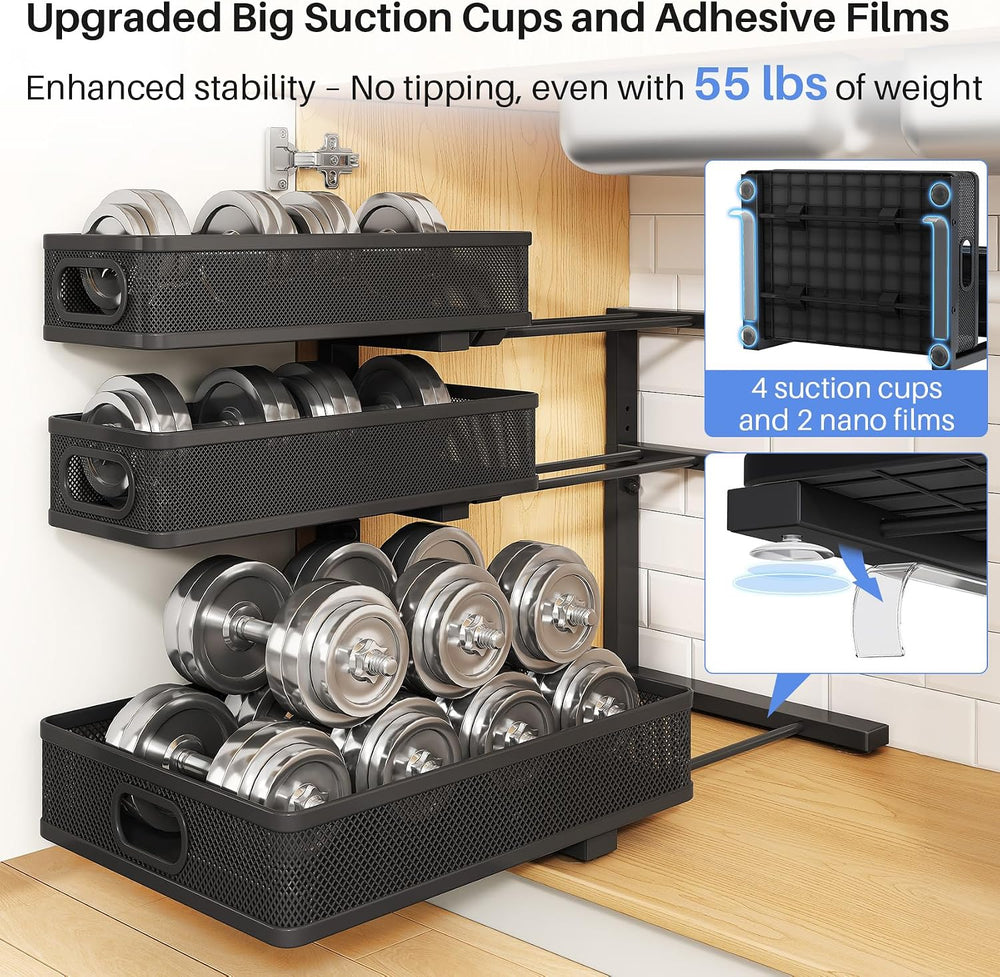 Under Sink Organizer, 3-Tier Thickened Metal Pull out Cabinet Organizer Shelf...