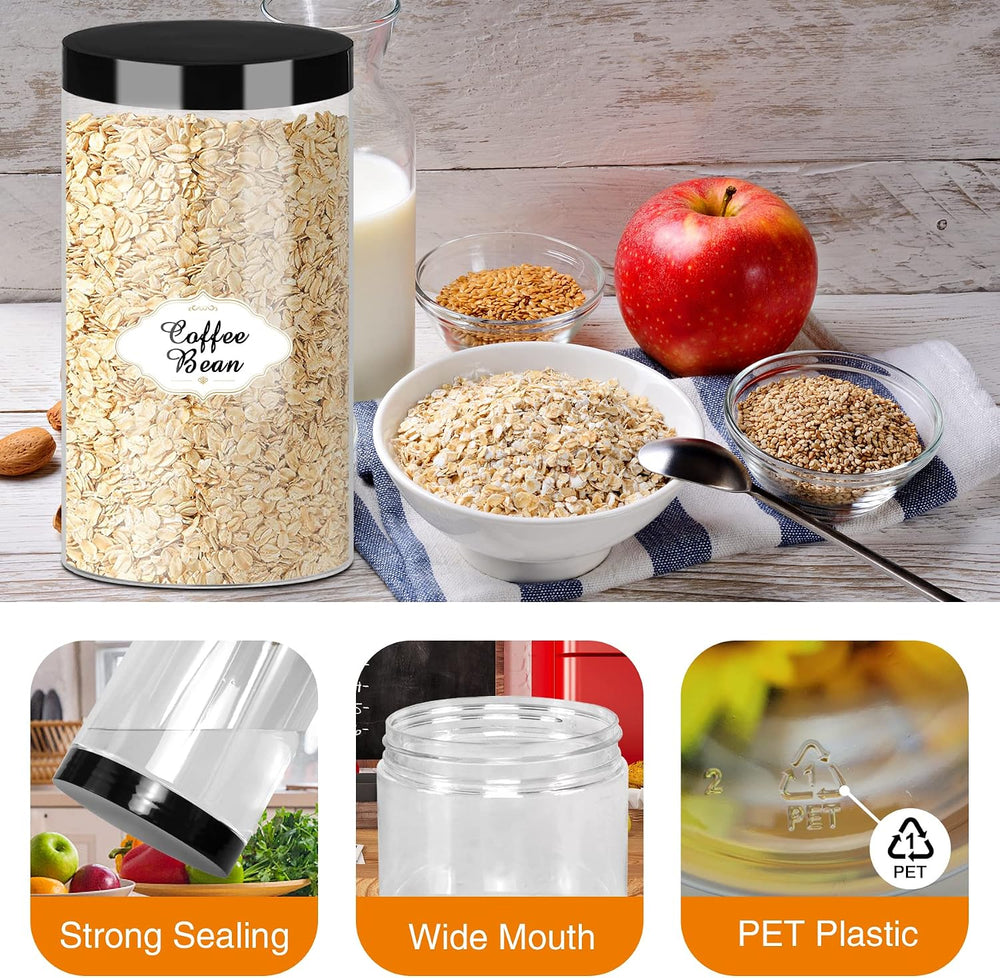PeacePeo 32 OZ Plastic Jars with Lids, 16 Pcs Food Storage Containers