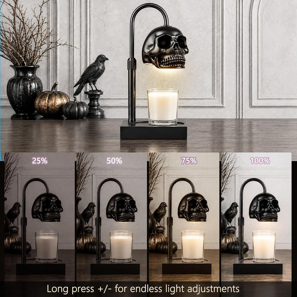 Skull Candle Warmer Lamp with Timer & Dimmer, Black Gothic Halloween Decor