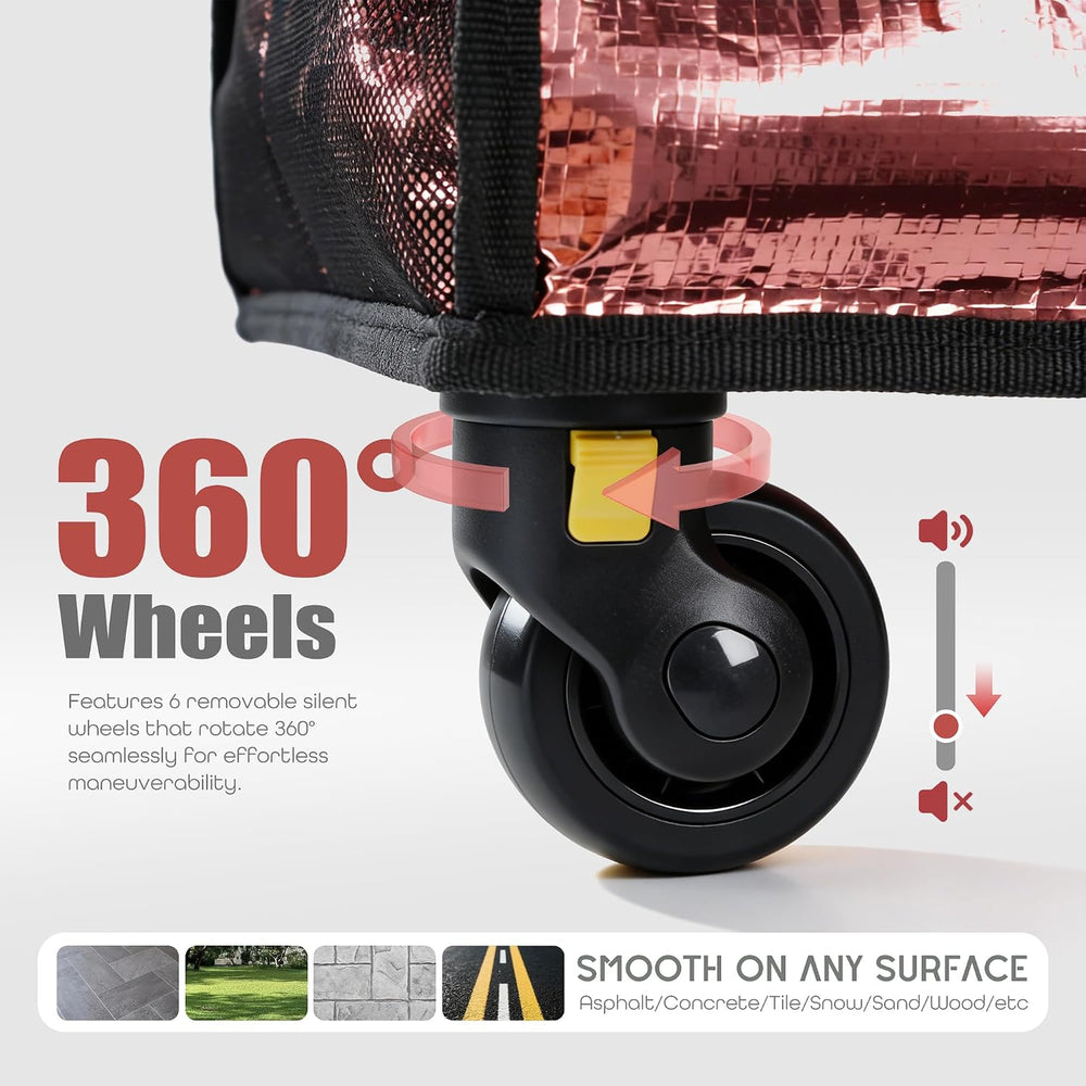 Reusable Rolling Grocery Bag on Wheels-6-Wheel Foldable Tote Large