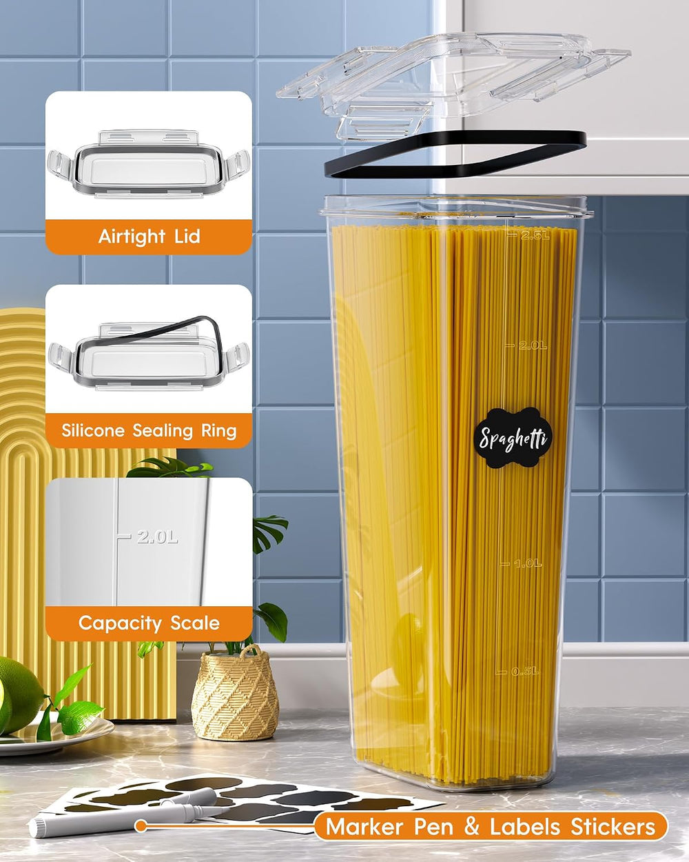 KEMETHY Airtight Food Storage Containers with Lids, 24 PCS, BPA-free