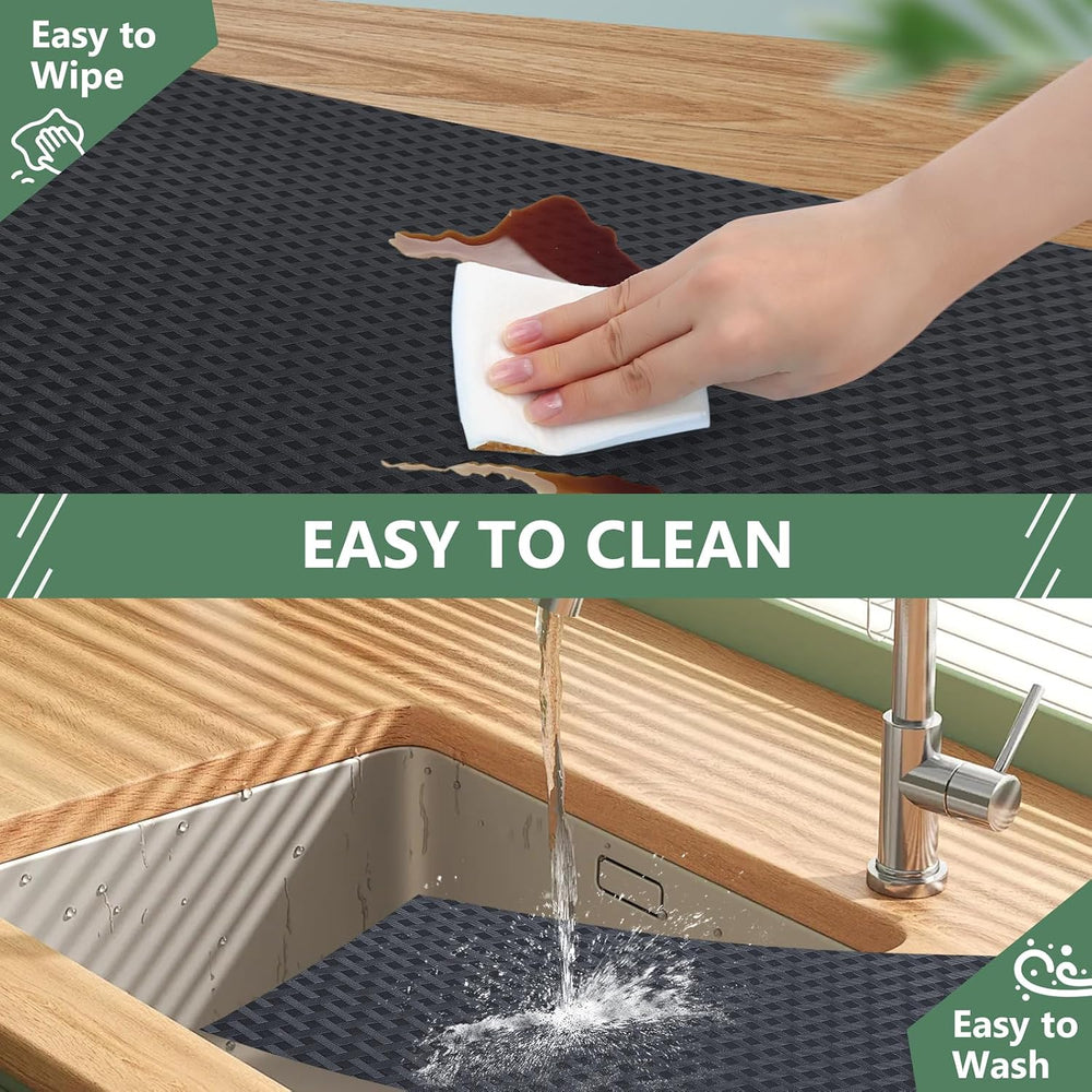 Shelf Liners, Non-Adhesive Drawer Liner, Waterproof & Oil-Proof Kitchen C...