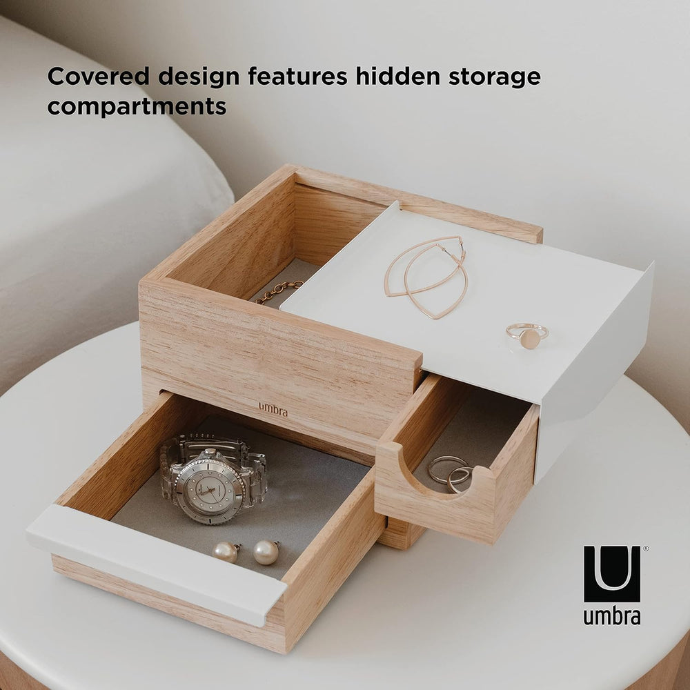 Umbra Stowit Jewelry Box - Modern Keepsake Storage Organizer with Hidden Comp...
