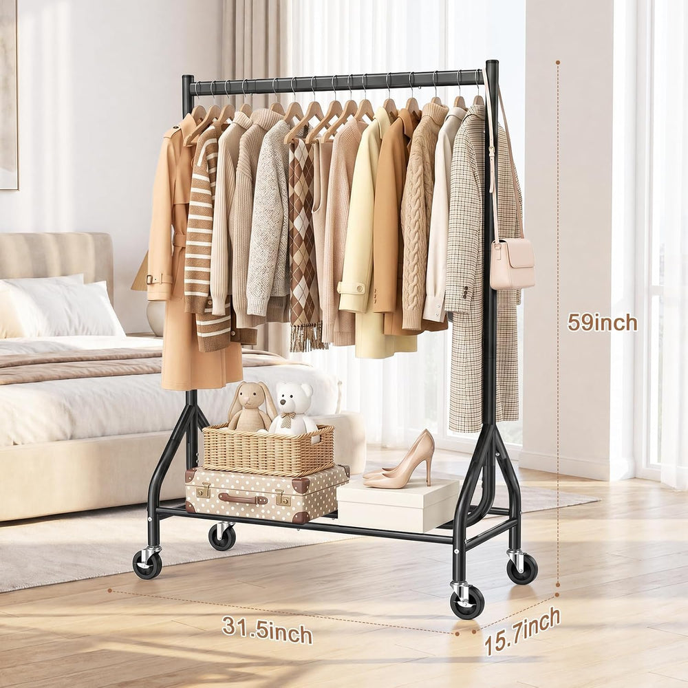 Heavy Duty Clothes Rack Load 268 LBS, 31.5 inch Hanging Rod, Black