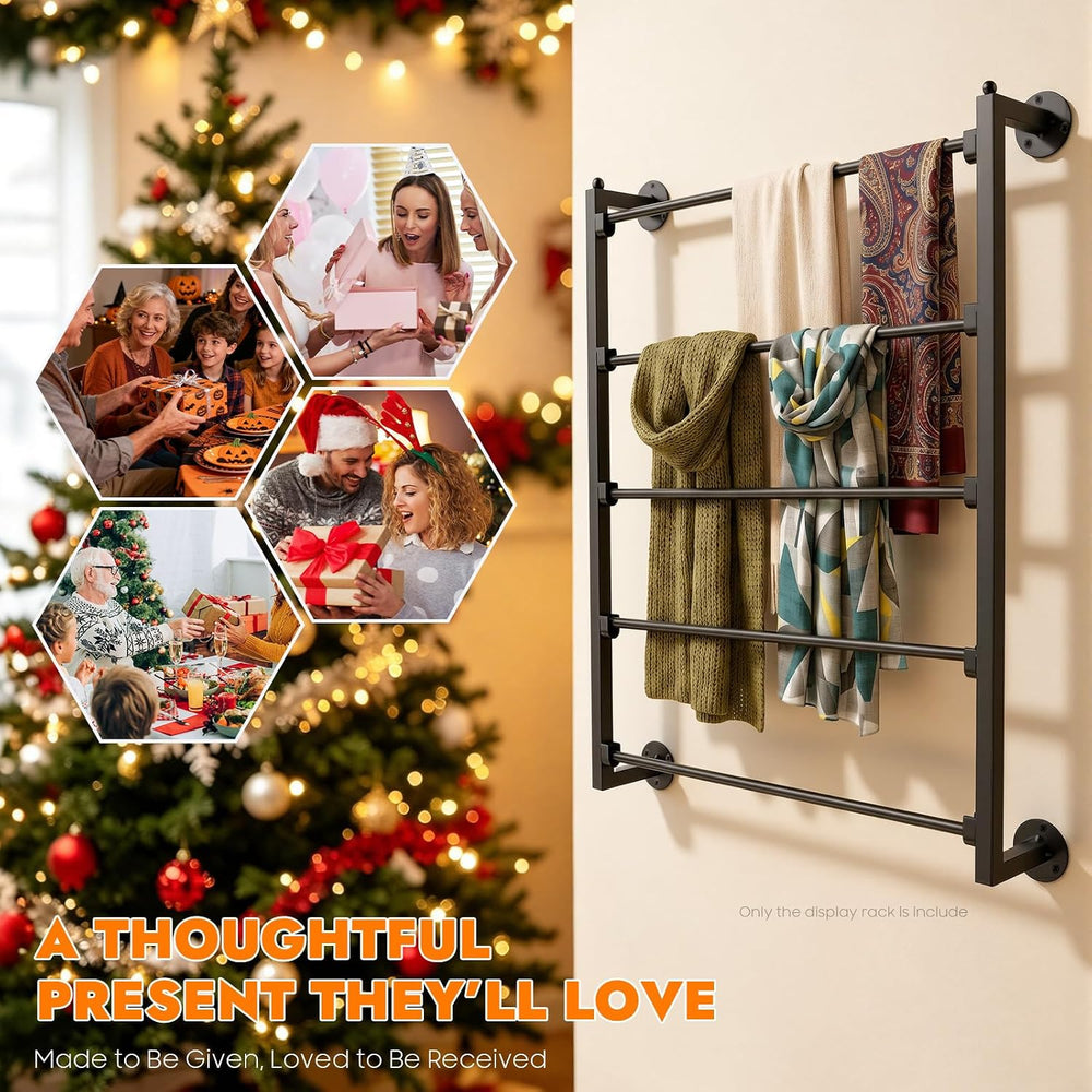 TFCFL 5 Tier Wall Mounted Scarf Rack, Retail Display Tie & Scarf, Belt To...