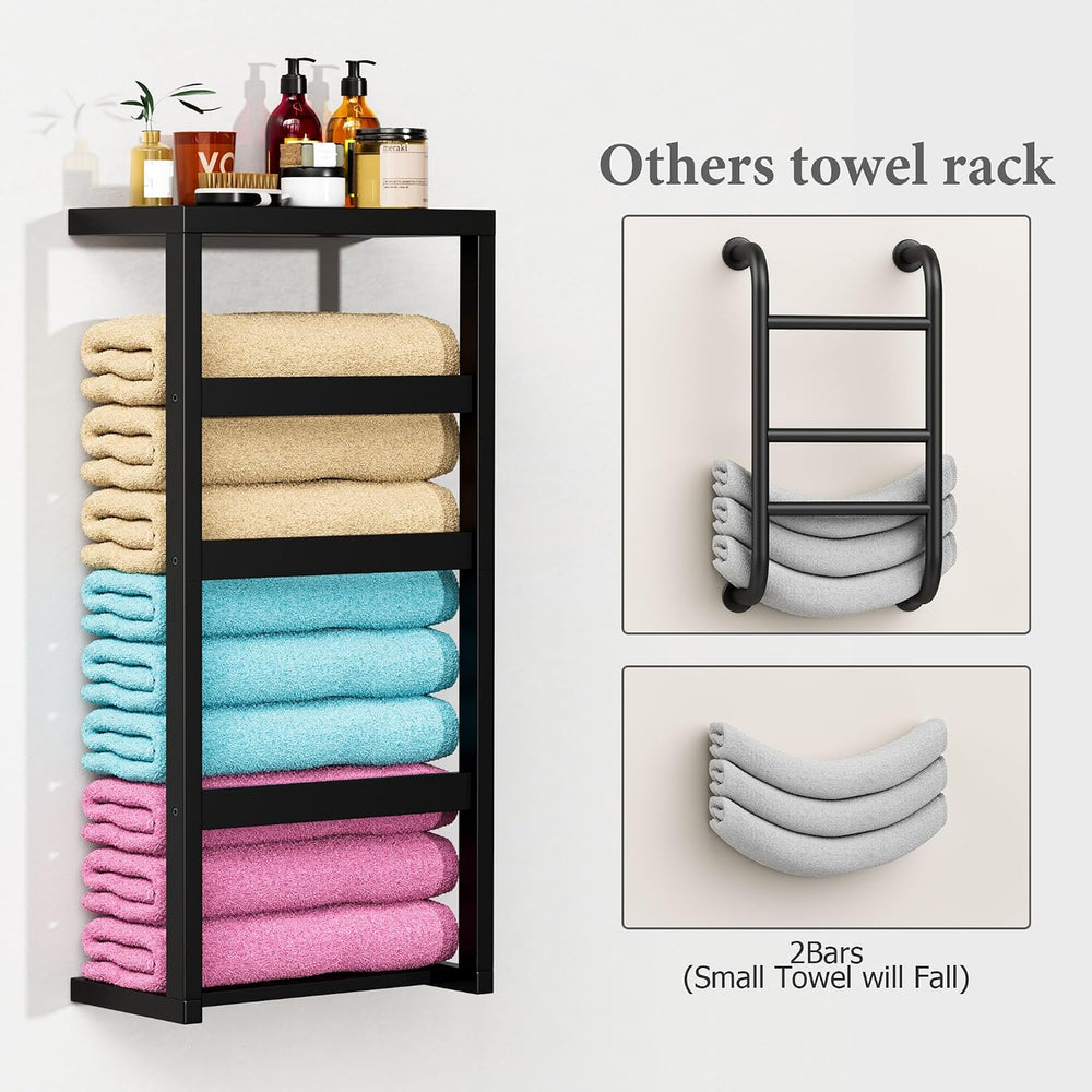 Bamboo Wall Blanket Ladder, 4-Tier Towel Racks, Bamboo Bath Towel Racks for B...