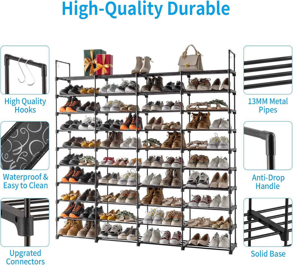 10 Tiers Shoe Rack Organizer Large Shoe Rack Holds 80 Pairs Shoe, Sturdy Meta...