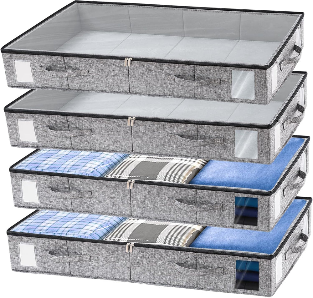 combocube 4 Pack Under Bed Storage Containers, Stackable Closet Organizers and
