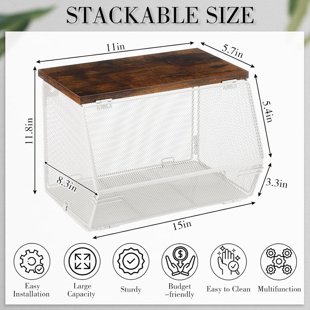 Teenyyou 2 Pcs Fruit Basket with Lid, Non-removable, White, 11"w & 1...