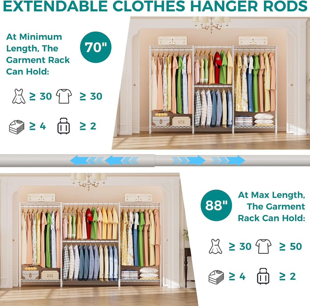 SINGAYE Heavy Duty Portable Closet Metal Clothes Racks Wardrobe with Shelf