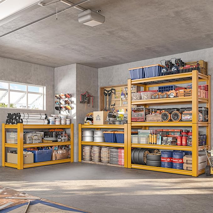 REIBII 72''H Garage Shelving 3010 LBS Storage Shelves Adjustable Meta...